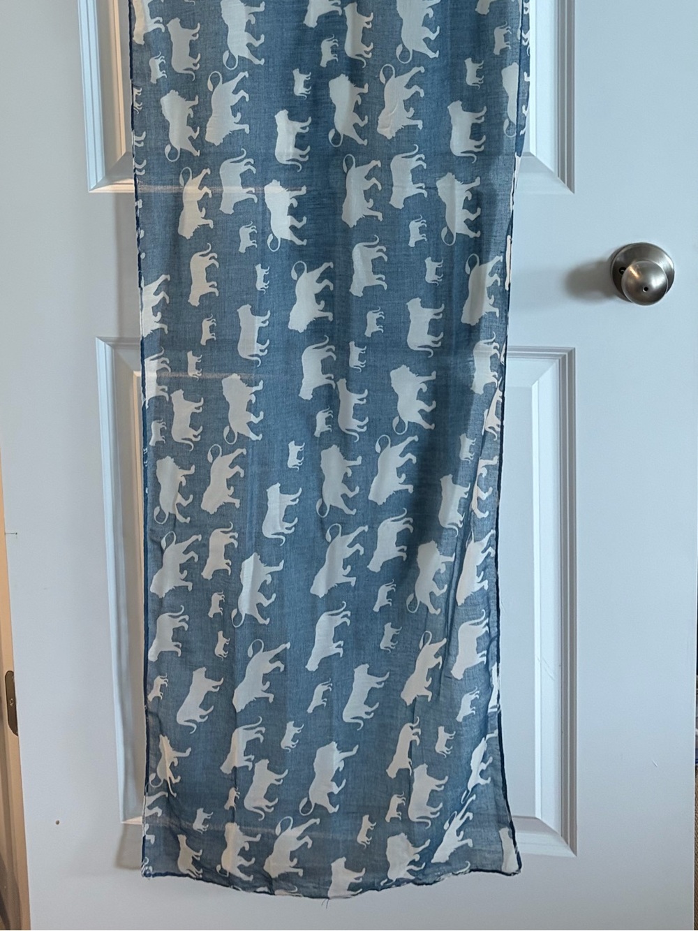 Blue and White Animal Print Scarf